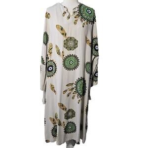 AVIT Fashion Kaftan Tunic Sz Large Peacock Feather